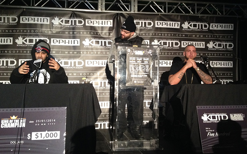 Bishop Brigante hosting the Pat Stay/Dizaster faceoff at Blackout 4.