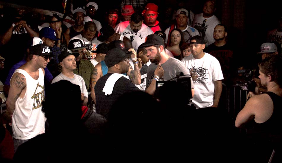 The crowd watches Chilla Jones and Real Deal.